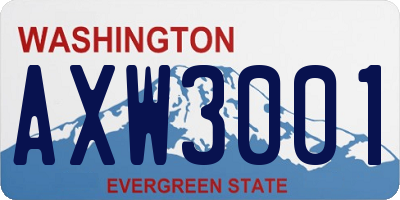 WA license plate AXW3001