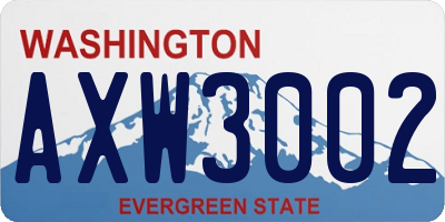 WA license plate AXW3002
