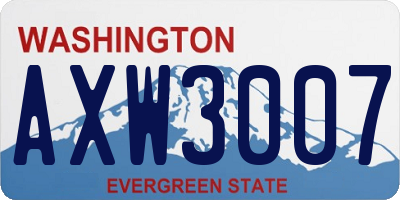 WA license plate AXW3007