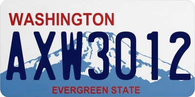 WA license plate AXW3012