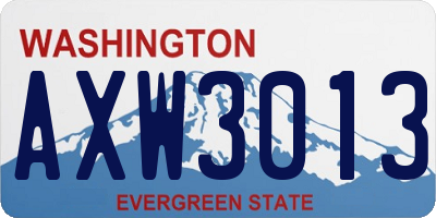 WA license plate AXW3013