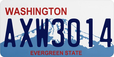 WA license plate AXW3014