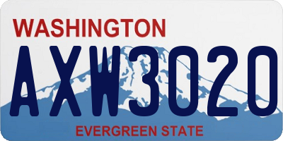 WA license plate AXW3020