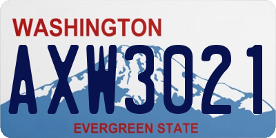 WA license plate AXW3021