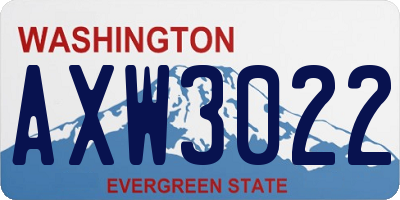 WA license plate AXW3022