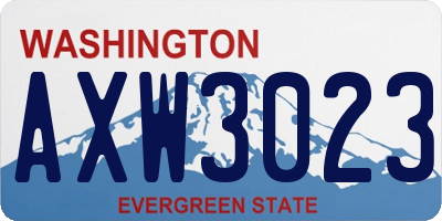 WA license plate AXW3023