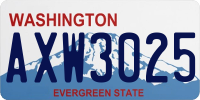 WA license plate AXW3025