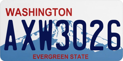 WA license plate AXW3026