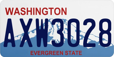WA license plate AXW3028