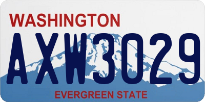 WA license plate AXW3029