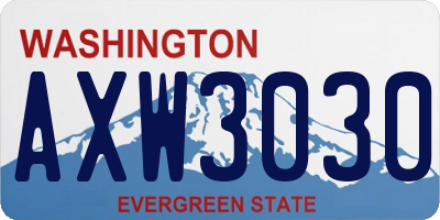 WA license plate AXW3030
