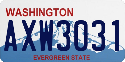 WA license plate AXW3031