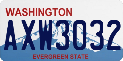 WA license plate AXW3032