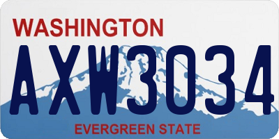 WA license plate AXW3034