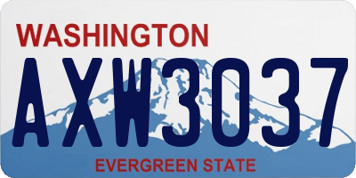 WA license plate AXW3037