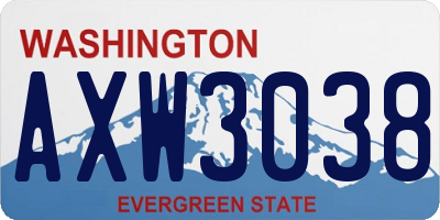 WA license plate AXW3038