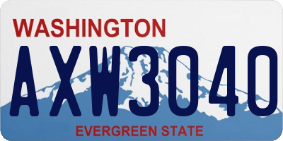 WA license plate AXW3040