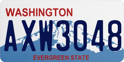 WA license plate AXW3048