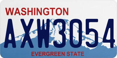 WA license plate AXW3054