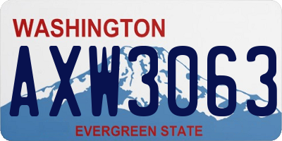 WA license plate AXW3063