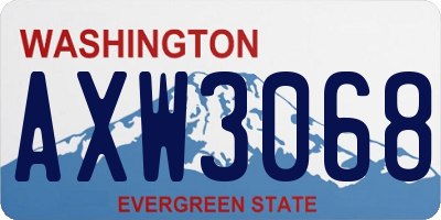 WA license plate AXW3068