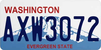 WA license plate AXW3072