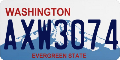 WA license plate AXW3074