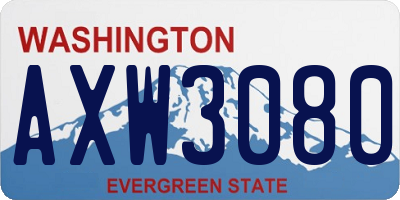 WA license plate AXW3080