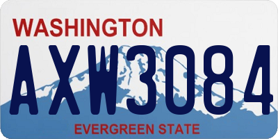 WA license plate AXW3084