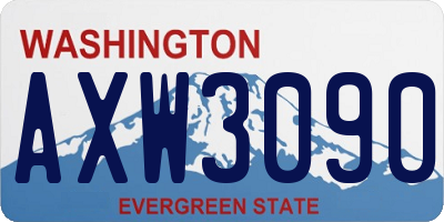 WA license plate AXW3090