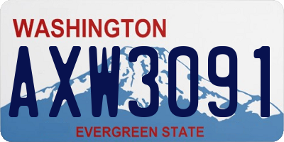 WA license plate AXW3091