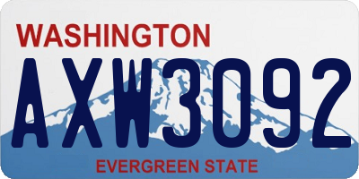 WA license plate AXW3092