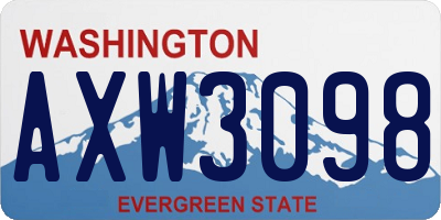 WA license plate AXW3098