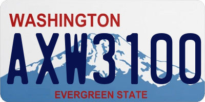 WA license plate AXW3100