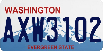 WA license plate AXW3102