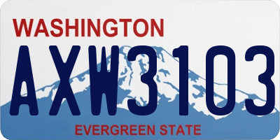 WA license plate AXW3103