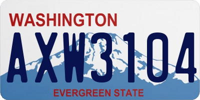 WA license plate AXW3104