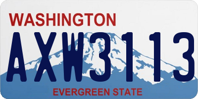 WA license plate AXW3113