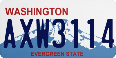 WA license plate AXW3114
