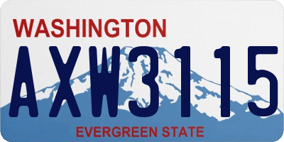 WA license plate AXW3115