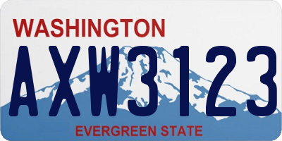 WA license plate AXW3123
