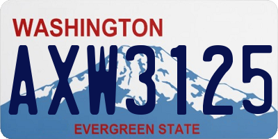 WA license plate AXW3125