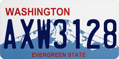 WA license plate AXW3128