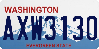 WA license plate AXW3130