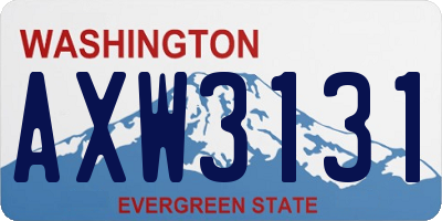 WA license plate AXW3131