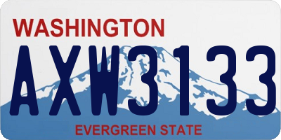 WA license plate AXW3133