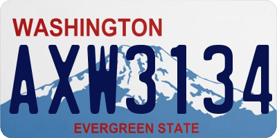 WA license plate AXW3134