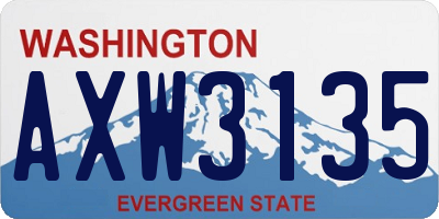 WA license plate AXW3135