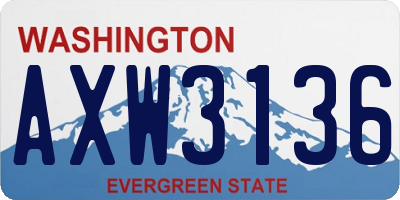 WA license plate AXW3136