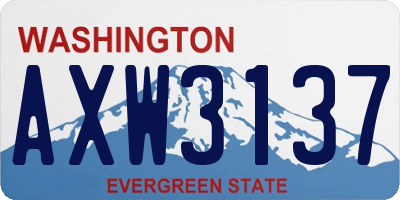WA license plate AXW3137